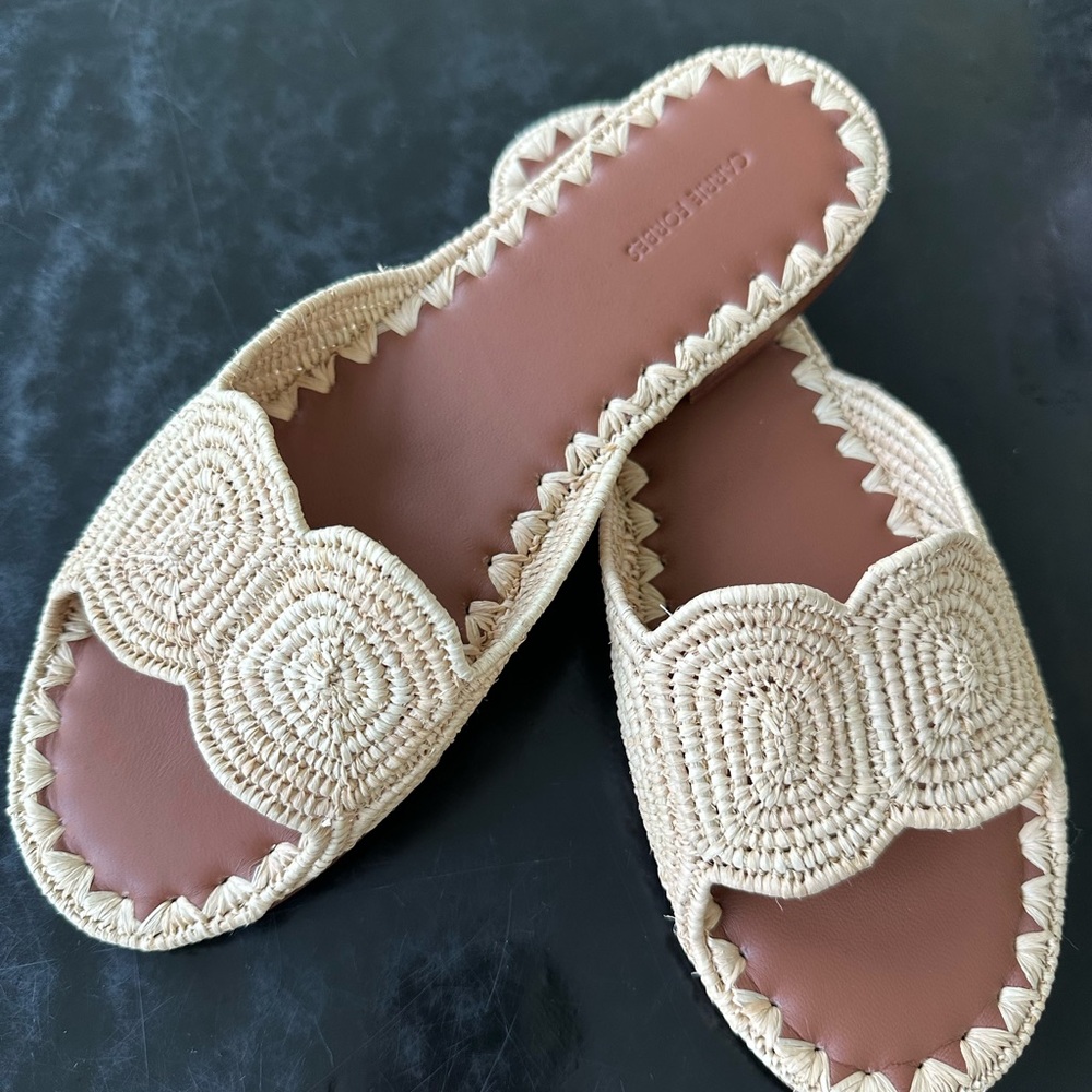 Women's Tan Woven Slide Sandals Naima Slides size 38